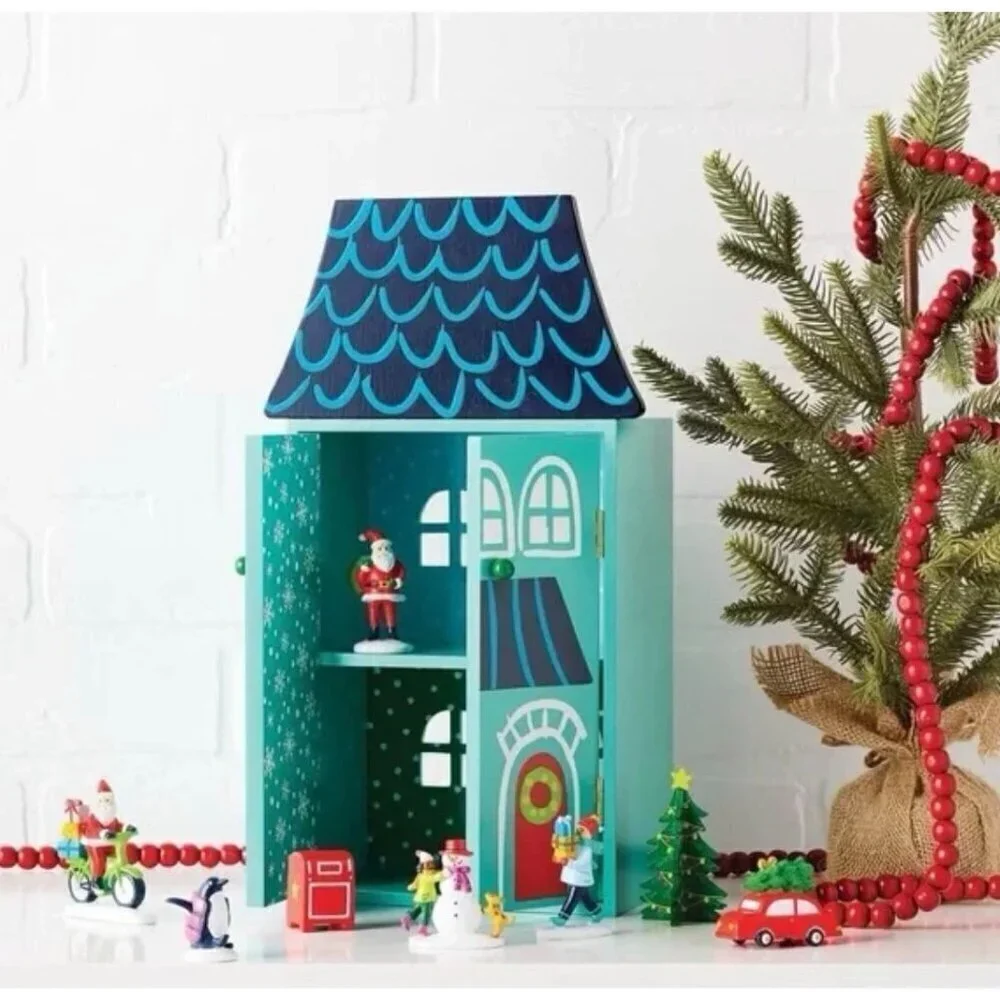 Target 9pc Wood House with Santa and Friends Christmas Figurine Set - Wondershop